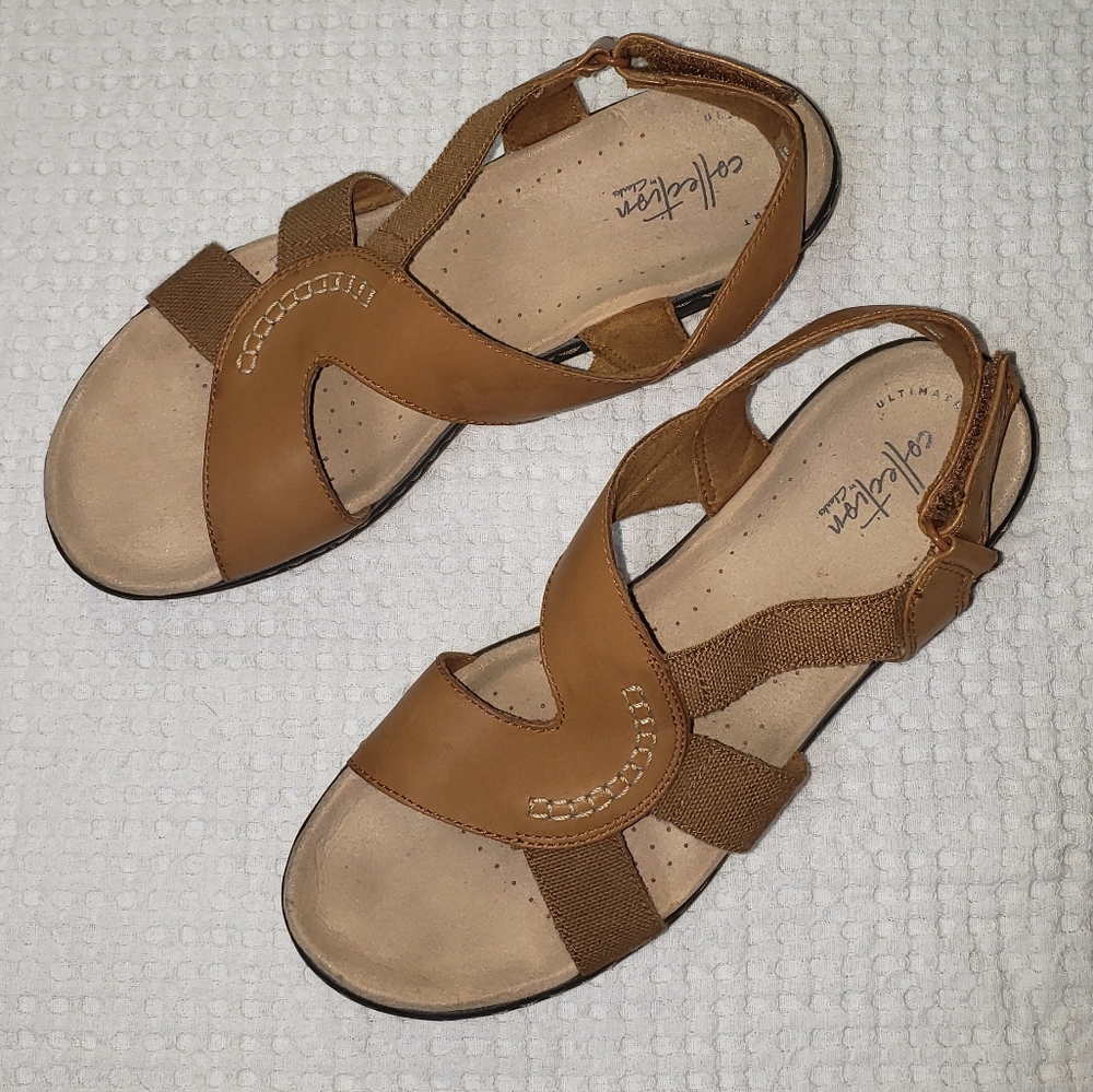 Collection by Clarks tan sandals size 9 velcro strap